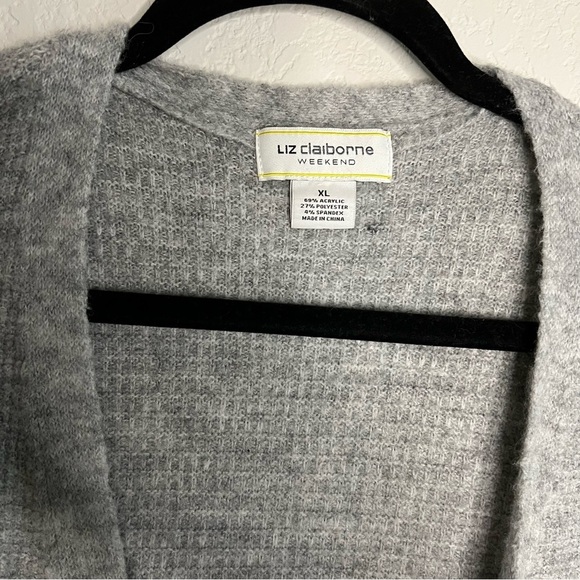 Women’s Liz Claiborne gray open front duster cardigan size XL - Picture 5 of 9